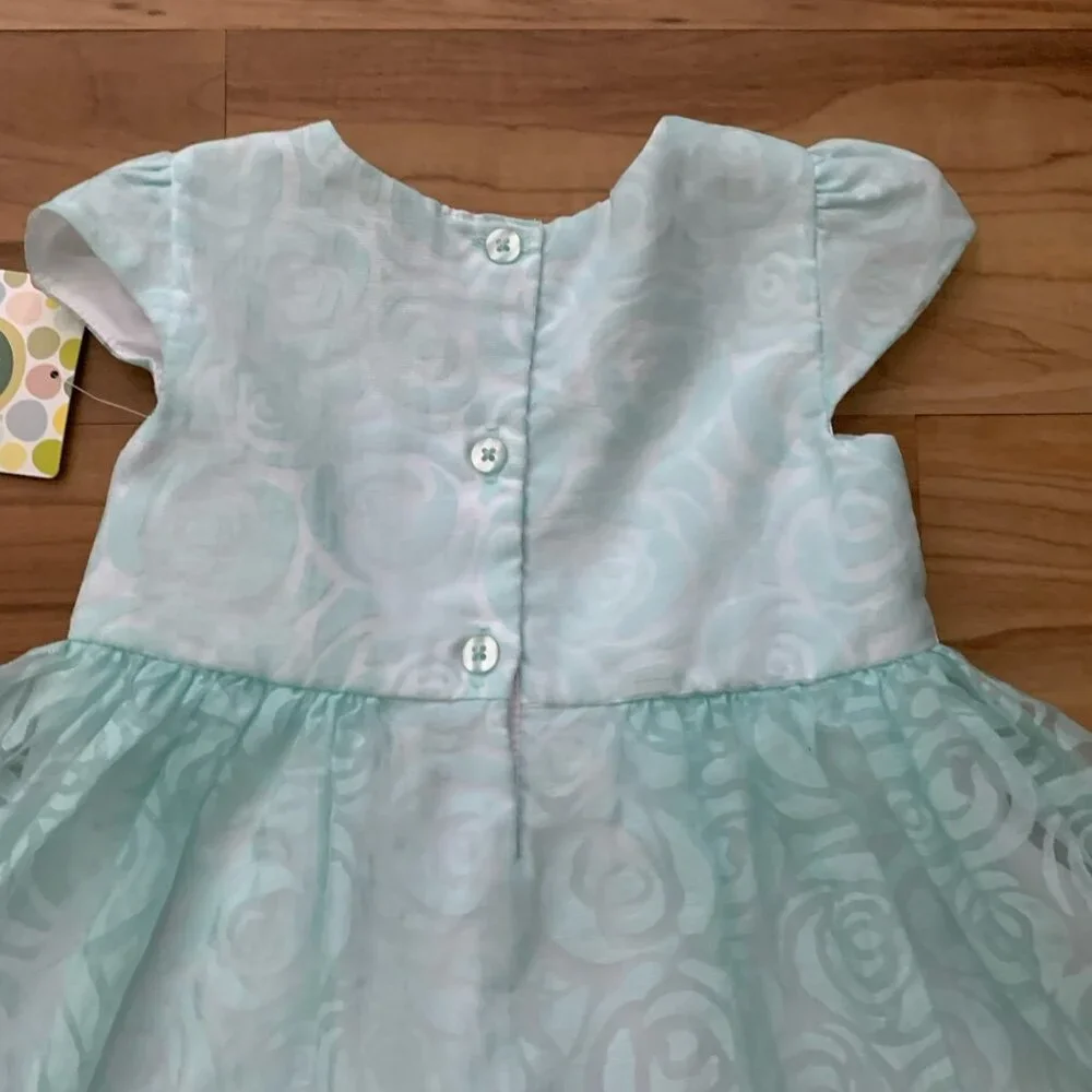Little Me Baby Girls' Dress Size 18 Months Aqua Floral Dressy Cap Sleeve NWT